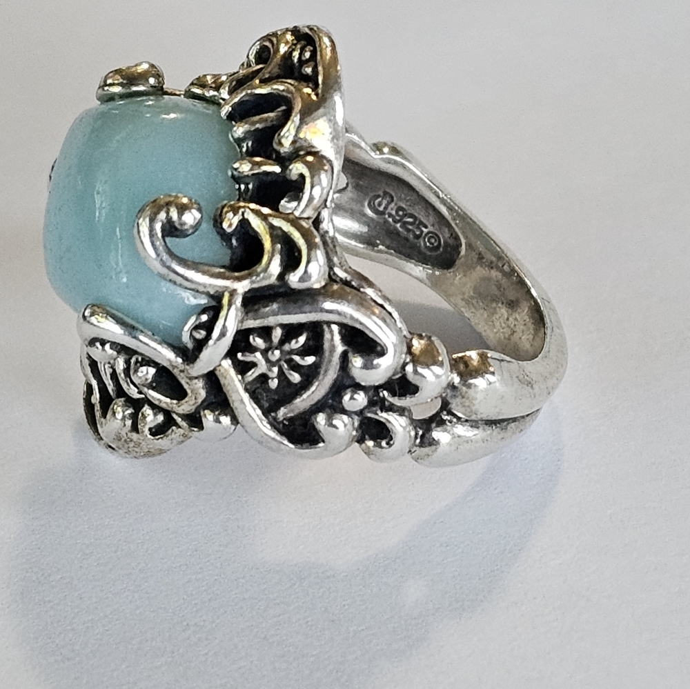 Carolyn Pollack Sterling Silver Amazonite Filigree Decorated Ring Sz 7! - Picture 2 of 5
